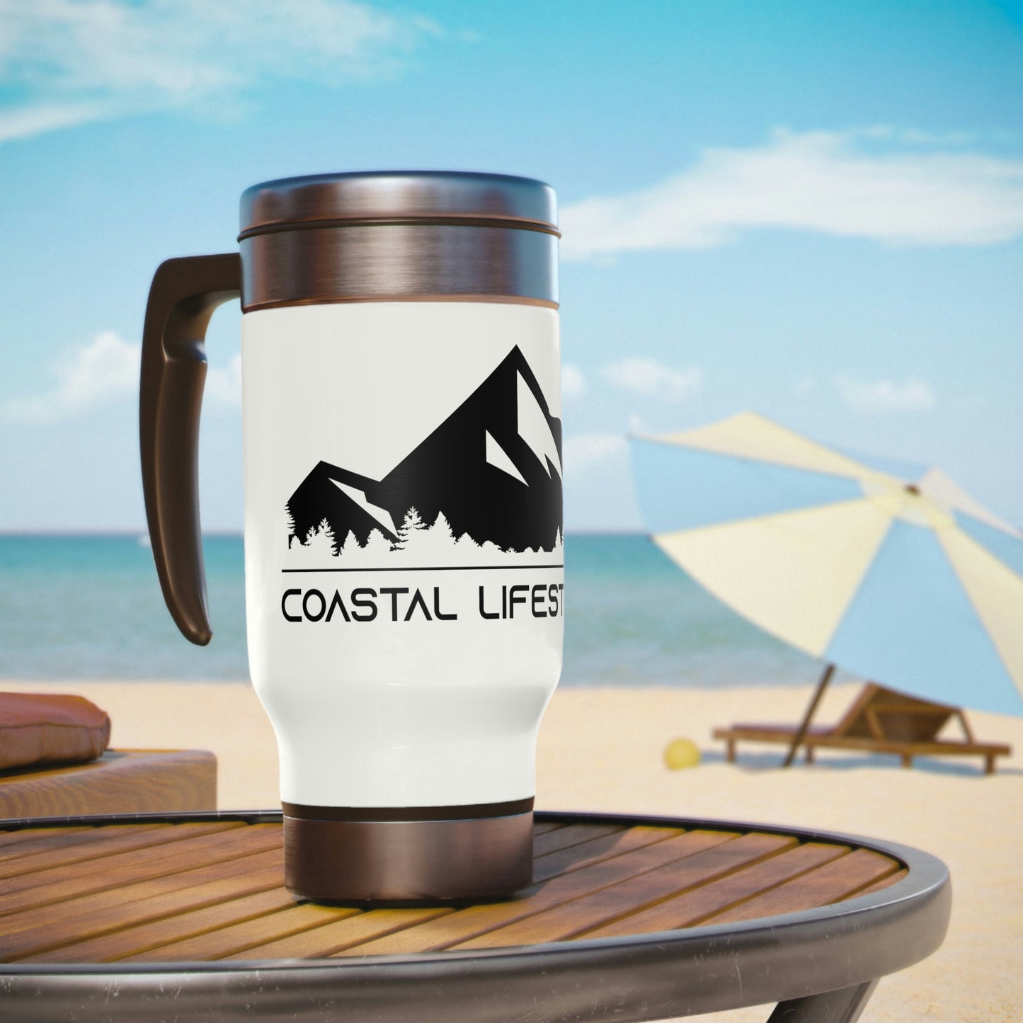 Coastal Lifestyles -  Stainless Steel Travel Mug with Handle, 14oz